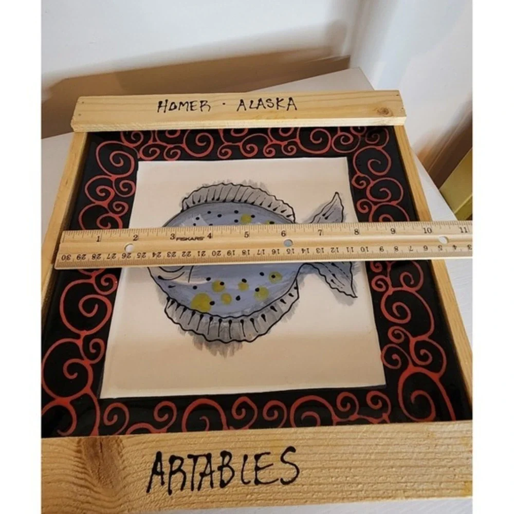 Artables Debra‎ Durrer Homer Alaska Fish Pottery Plate Hand Painted Decor Cabin